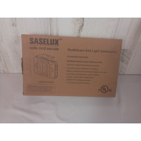 Saselux Emergency Exit Light Red / Green Switchable New‎ In Box - Picture 3 of 8
